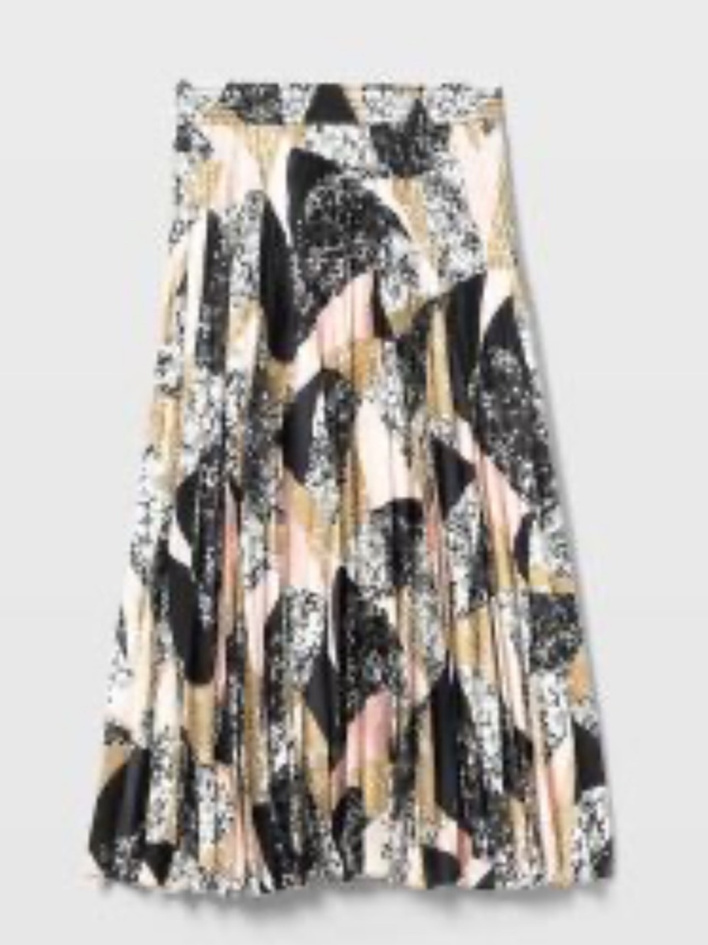 Club Monaco Pleated Midi Skirt in Black, Pink & Cream NWT